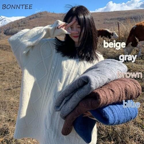 Sweaters Women Big Size Ulzzang Newly Female Long Sleeve Teens Outerwear Leisure Pullovers V-Neck Pure Spring Clothing Popular