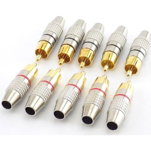 1/4/10pcs RCA Male Connector Non Solder plug Adapter for Audio Cable Plug Video CCTV camera Solder-Free high quantity
