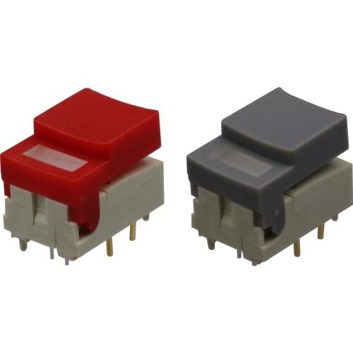 1Pcs PB66-A1 Momentary 6Pin SPDT PCB Concave Surface Push Button Tact Switch With Red Light