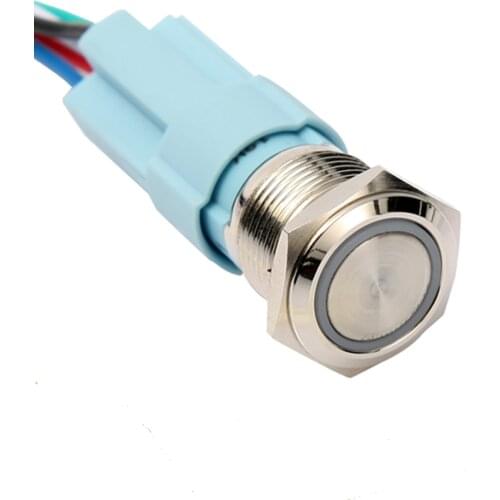 16mm Momentary Short Switch LED Light Stainless Steel Waterproof Metal Push Button Switch