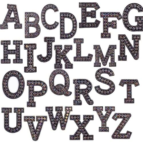 26 Letters Rhinestones Alphabet ABC Sew Iron On Patches Rainbow Shining Badges For Name DIY Dress Jeans Appliques Decoration
