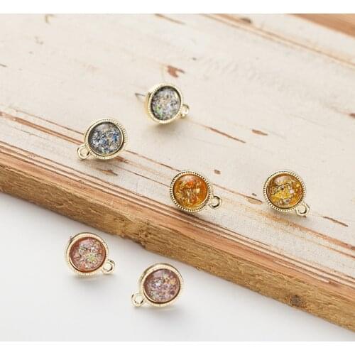 30 PCS 15mm*12mm Fashion Metal Alloy Gold Resin Stud Earrings Setting Connectors DIY Earrings Accessories