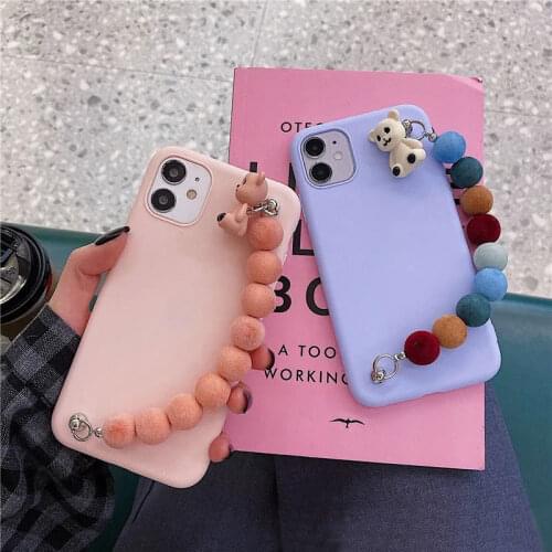 3D Bear Bracelet Phone Case For OPPO Reno 4 Lite Reno2 F Reno4 Z 3 Pro 2 Find X2 RX17 Neo A1K F17 F15 F11Candy Color Soft Cover