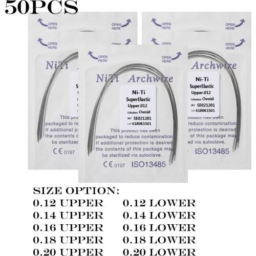 50pcs Orthodontic Dental Super Elastic Oval Form Niti Round Arch Wir