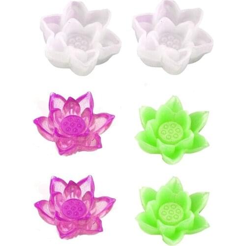 6 Pcs Lotus Resin Mold 3D Flower Epoxy Resin Molds for Table Jewelry Casting Molds Silicone Resin Handmade Craft Tools