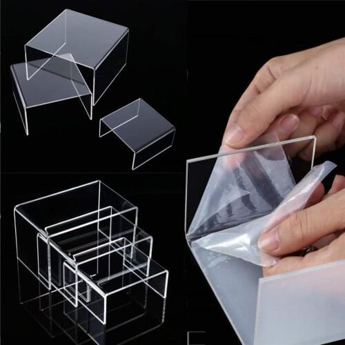 6PCS Clear Acrylic Display Risers Jewelry Display Riser Shelf Showcase Fixture Jewelry display standpipe display cabinet Rack