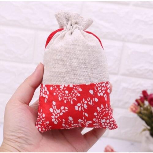 63HC Cotton Linen Pouch Drawstring Jewelry Wedding Favors Gift Bag Storage Handmade
