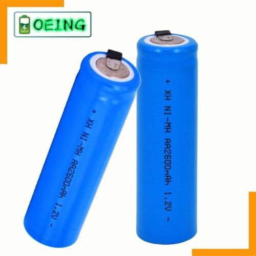 NEW Original 1.2V AA battery 2600 MAH 2A Ni-MH Ni MH cell blue shell with tabs pins for Philips Braun electric shaver tool brush