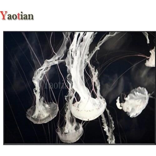 5d Diy diamond painting Jellyfish Marine Life Mosaic Custom Photo 2021 New Gift diamond Embroidery Black and white wall art