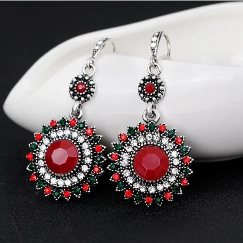 Bohemian Dangle Earrings Multicolor Round Long Drop Earrings Boho Style Dangler For Women Girl Gift Party Wedding Jewellery