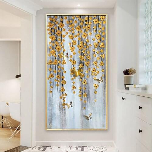 Large Wall Painting Gold Oil On Canvas Handmade For Living Room Decoration Abstract Landscape Oil Painting Bedroom Wall Decor