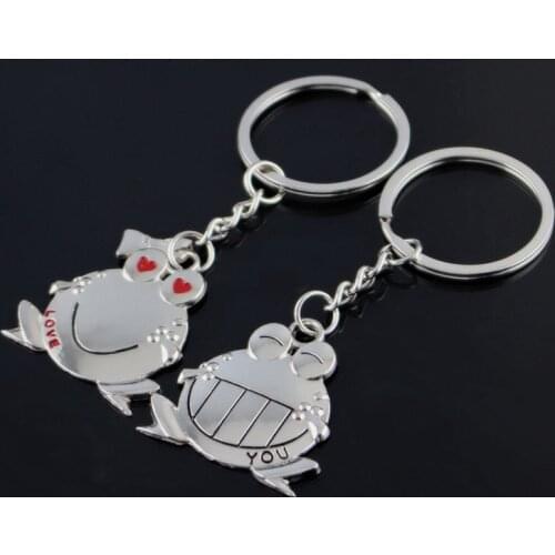 LOVE YOU Frog Animals Key Chains Creative Vintage Personailzed Couple Lover Car Key Ring Bag Accessories Decoration Souvenirs
