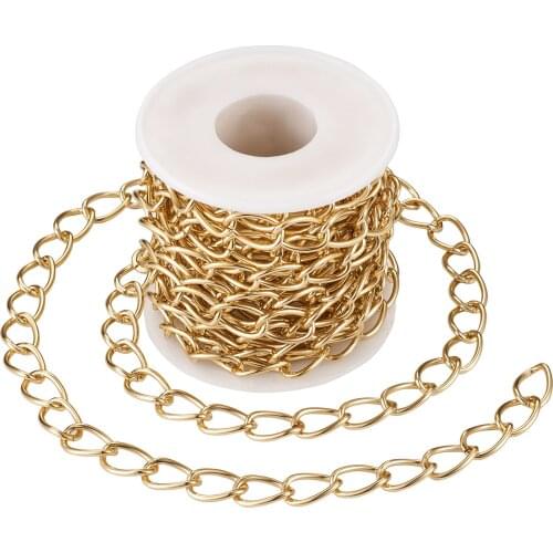 5m Decorative Chain Aluminium Twisted Chains Curb Chains Unwelded with Spool Multicolor DIY Necklace Jewelry Making 15x10x2mm