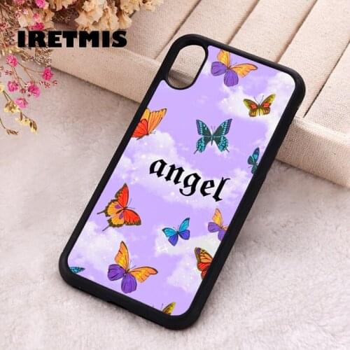 Iretmis 5 5S SE 2020 Phone Cover Case for iPhone 6 6S 7 8 Plus X Xs XR 11 12 Mini Pro Max Rubber Silicone Angle Butterfly