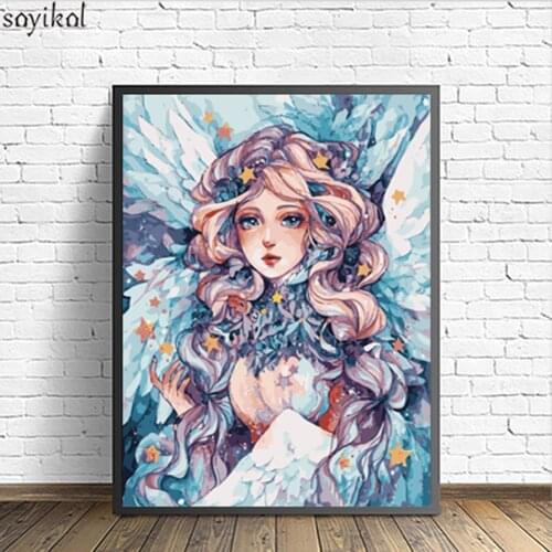 DIY Painting By Numbers Flower Fairy Elves Girls HandPainted Kits Women Oil Pictures By Numbers DIY Frame Modern Wall Art Decor