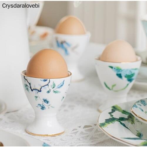 European Style Ceramics Kitchen Breakfast Egg Cup Holder Egg Tools Creative Non-stick Egg Tray Simple Design Kitchen Tools