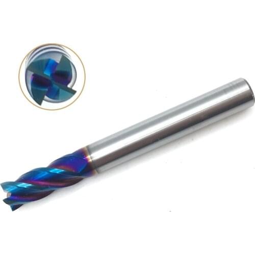 6mm End Mill HRC65 4Flute D6*15*D6*50mm*4T Solid Carbide Fat End Mills Straight Shank nACo Blue Coated Milling Cutter Tool