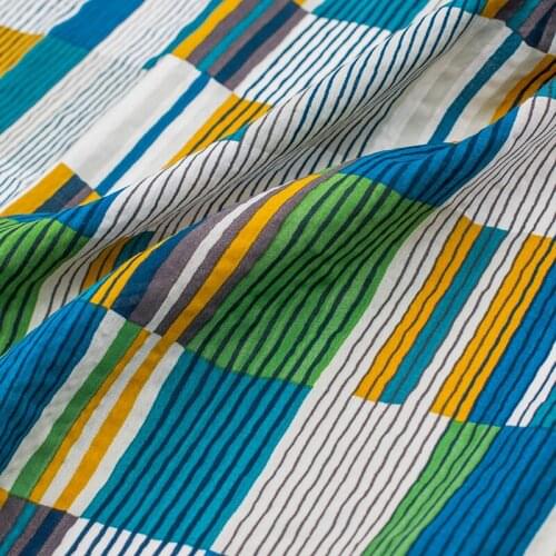 Chromatic Stripe Pure Linen Fabric For Dress Skirt Tissus Au MÈTre Telas Por Metro Ткань Для Шитья Sewing Dresses Tela Tissu DIY