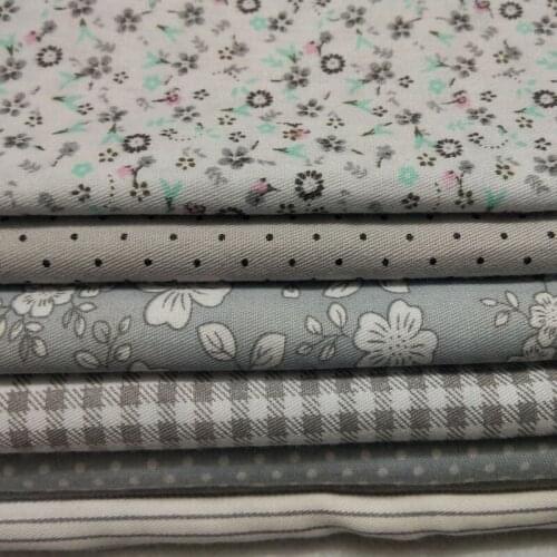 Pretty Grey Color Polka Dot Check Stripe Flower Printed 100% Cotton Fabric 50x160cm patchwork quilting bedding baby cloth decor