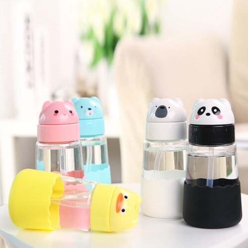 Creative 320ml Mondri Glass Children Mug Animal Mug Lovely Portable Cups Kindergarten Kids Sippy Cup Milk Juice Cup