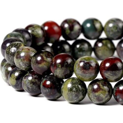 High Quality Round Natural Stone Dragon Blood Loose Strand Beads 4 6 8 10 12 14MM 15" Pick Size for DIY Jewelry Making Bracelet