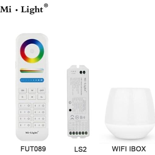 MiLight 2.4G wireless 8 Zone FUT089 remote B8 Wall-mounted Touch Panel LS2 5IN 1smart led controller for RGB+CCT led strip