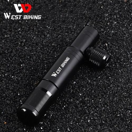 WEST BIKING 2 In 1 Mini Bike Pump CO2 Inflator Bicycle Tubeless Tire Repair Tool Presta & Schrader Valve MTB Cycling Air Pump