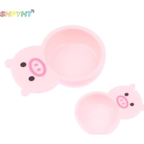 2pcs Mini Piggy Plate Cute Pig Food Play Plate Miniature Foods Toy Dishes Play House Toy Accessories
