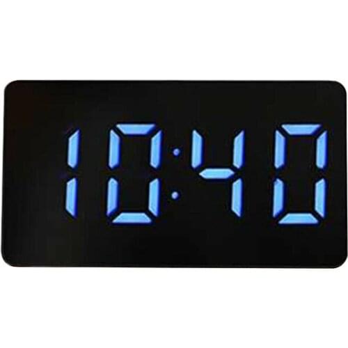 Fashion Mini Digital LED Clocks LCD Mirror Car Travel Alarm Clock With Time Night Mode Snooze Temperature Calendar Function
