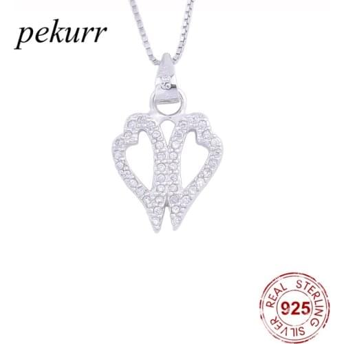 Pekurr 925 Sterling Silver Flat Heart Couple Female Pendants Hollow Necklaces For Women Girl Lovely Fashion Jewelry Gifts