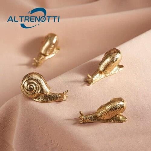 Furniture Wardrobe Handle European Gold Snail Single Hole Vintage Cabinet Kitchen Door Pull Brass Drawer Cupboard Knob Hardware