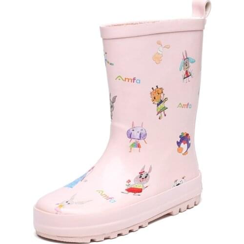 New Spring/Autumn High Top Rain Boots Children Shoes Pink Black Girls Boys Rubber Non-Slip Waterproof Student Baby PVC 041