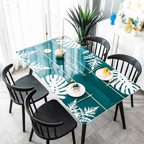 Nordic Green plant health PVC tablecloth waterproof Heat resistant oil-proof coffee table mat party table decoration