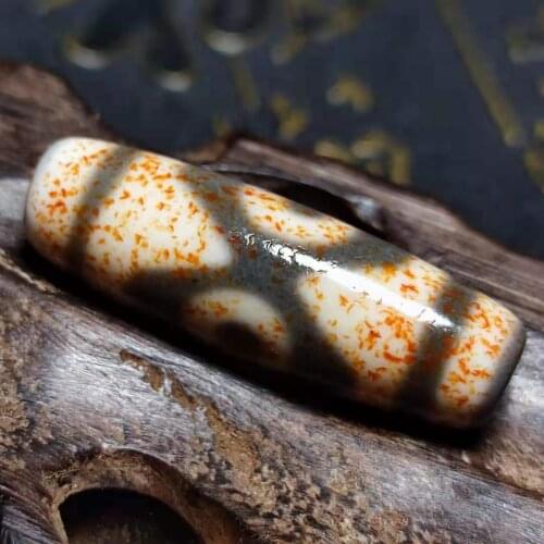 Old Agate Beads Black/White Tiger Tooth 3 Eyes Totem Tibetan Agate DZI Beads for Men&Women Amulet Bracelet Necklace Making