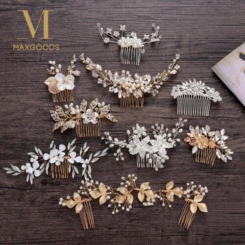 Wedding Crystal Pearls Hair Combs Bridal Hair Clips for Bride Accessories Jewelry Handmade Women Head Ornaments