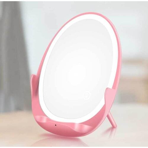 2 In 1 LED Makeup Mirror With Light Touch Dimming Fill Light Wireless Cell Phone Charger Adjustable Portable Cosmetic Tool