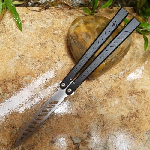 TheOne Falcon Butterfly Practice Flail (Black) D2 Sharp Blade 6061 Aviation Aluminum Survival Hunting And Camping Tools
