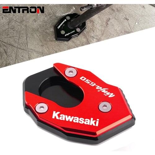 For Kawasaki Ninja 650 NINJA650 2017 2018 2019 Motorcycle CNC Side Stand Plate Enlarger Kickstand Extension With Logo Ninja650