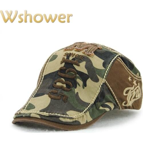 Spring Sun Hat Vintage Mens Military Duckbill Berets Hat Caps Camo Flat French Cap Bone Camouflage Embroidered Newsboy Berets