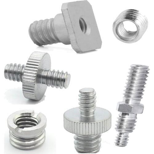 Screws 1/4" Screw Male to Male Metal Adapter Convert 1/4" Female Thread to 1/4" 3/8 Male Tripod Monopod Ball Head Accessories