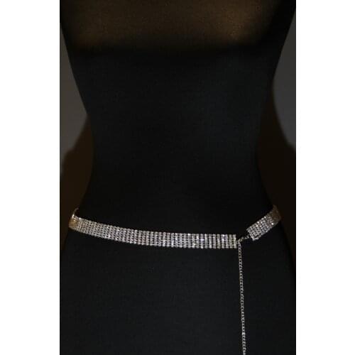 Womens Cubic Zirconia Belt Diamond Silver 6sıra Women Trend Special Belt