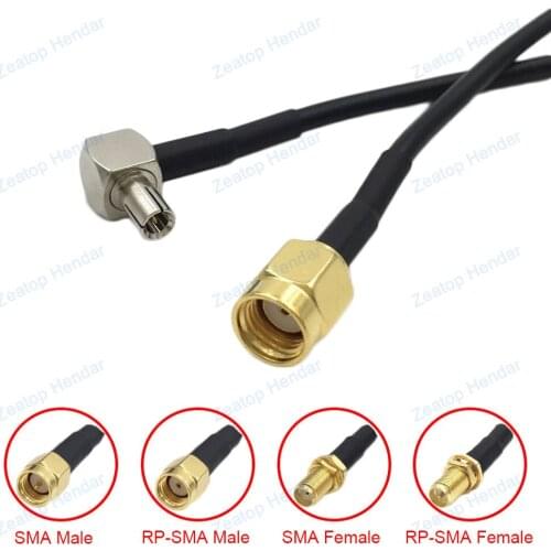 1Pcs RG174 Cable Right Angle TS9 Male Jack to SMA / RP-SMA Male / Female Plug RF Coaxial Pigtail Connector 10CM 20CM 50CM 1M 2M