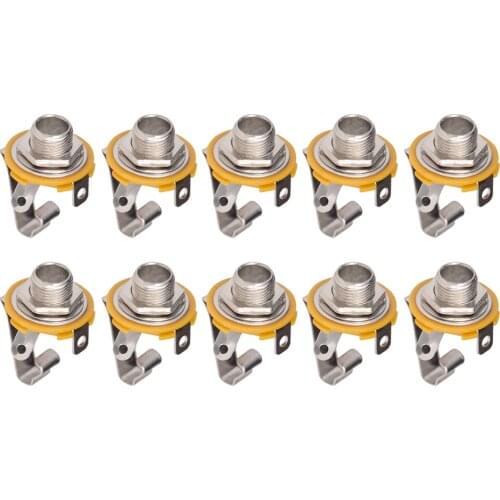 10 Pieces Zinc Alloy 1/4'' Jack Socket Input Output Jack Silver for Electric Guitar Parts