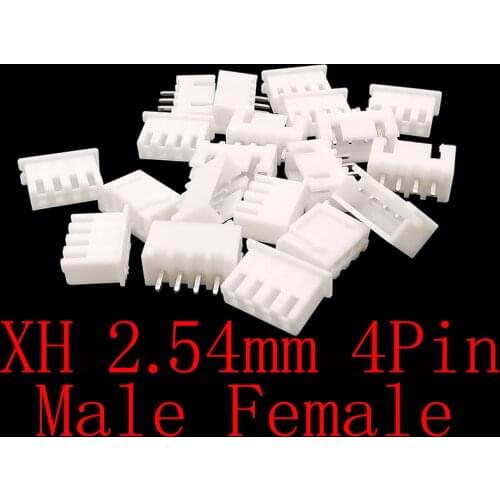 100PCS XH2.54 4Pin Pitch 2.54mm JST Plastic Shell Terminals Connectors Male Female Plug Socket Housing Pin Header Wire Connector