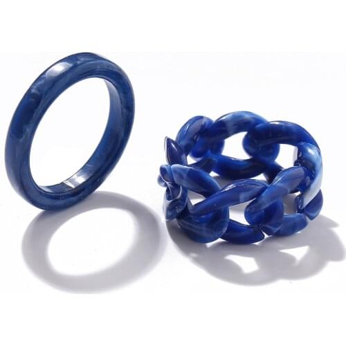 2pcs Geometric Resin Rings for Women Colorful Large Square Acrylic Golden Bead Colorful Ring Female Party Aesthetic Jewelry