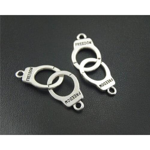 20pcs Silver Color Metal Freedom Handcuffs Charm DIY Handmade Pendants Jewelry Findings