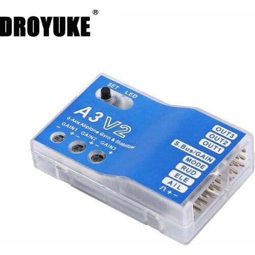 Droyuke Three-axis Gyro A3 V2 Flight Controller Stabilizer for RC Airplane Fixed-wing Copter One-click Auto Hover 4 Flight Modes