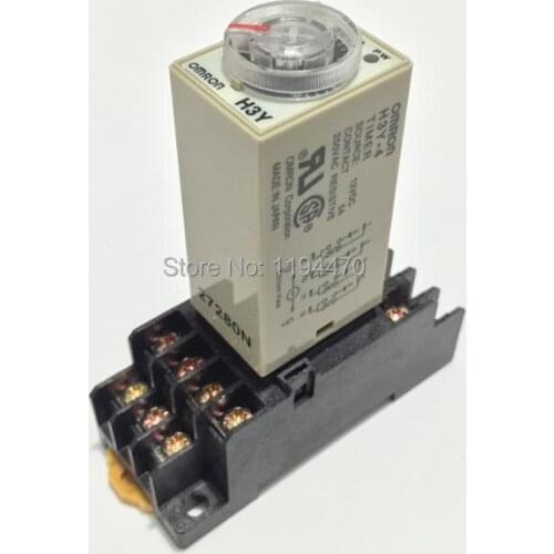5 sets/Lot H3Y-4 DC 24V 5S Power On Delay Timer Time Relay 24VDC 5sec 0-5 second 4PDT 14 Pins With PYF14A Socket Base