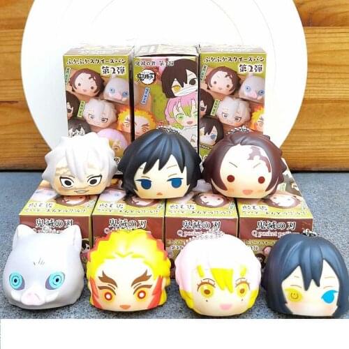 7pcs/set Anime Blind Box Bread Demon Slayer Blade Figure Desktop Decoration Gifts for Kids