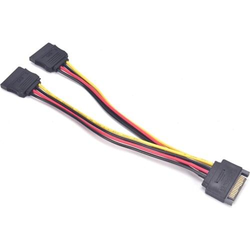 90 Degree Power Adapter 15 Pin SATA Power Cable Male to Female 2 SATA Splitter Cable HDD Y Splitter Universal Connector Adapter